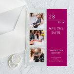 Invitations En Acrylique Mariage Simple Enregistrer La Photo Date<br><div class="desc">Mariage simple Enregistrer la date Photo Photo Mariage Acrylique Invitations comprend trois de vos photos préférées avec le texte "Enregistrer la date" dans élégante typographie de script moderne. Simple,  moderne et élégant pour la célébration de votre mariage. Conçu par ©2024 Evco Studio www.zazzle.com/store/evcostudioo</div>