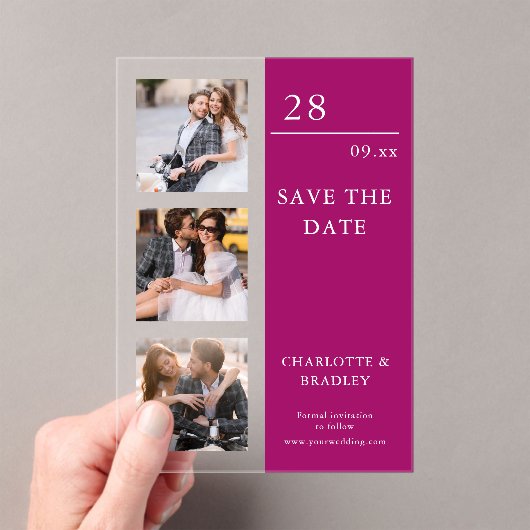 Invitations En Acrylique Mariage Simple Enregistrer La Photo Date (In situ (ordinateur de poche))