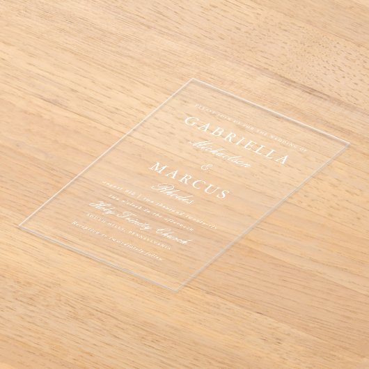 Invitations En Acrylique Mariage simple et élégant (Poser)
