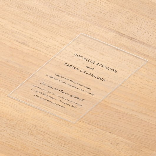 Invitations En Acrylique Mariage simple et élégant (Poser)