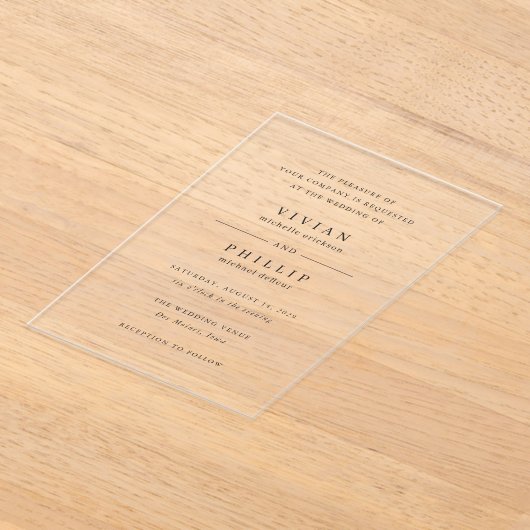 Invitations En Acrylique Mariage simple et élégant de Vivian (Poser)