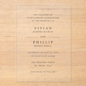 Invitations En Acrylique Mariage simple et élégant de Vivian (Recto)