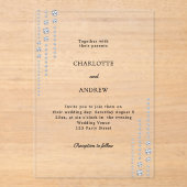 Invitations En Acrylique Mariage simple luxe diamants (Recto)