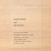 Invitations En Acrylique Mariage Simple Moderne (Recto)