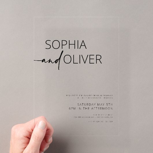 Invitations En Acrylique Mariage Simple Moderne (In situ (ordinateur de poche))