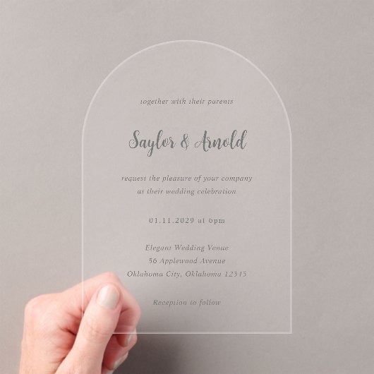 Invitations En Acrylique Mariage Simple Moderne (In situ (ordinateur de poche))