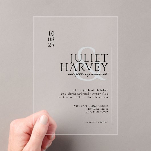 Invitations En Acrylique Mariage simple moderne élégant (In situ (ordinateur de poche))