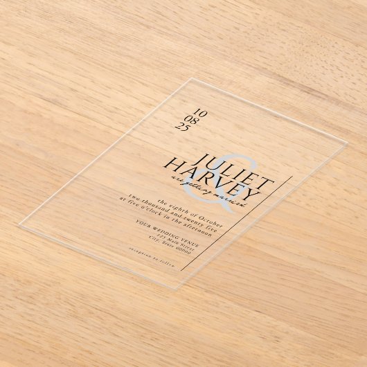 Invitations En Acrylique Mariage simple moderne élégant (Poser)