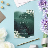 Invitations En Acrylique Mariage simple moderne Emerald Green Leaf (Insitu (Mariage))