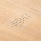 Invitations En Acrylique Mariage Simple Moderne Manuscrit (Poser)