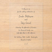 Invitations En Acrylique Mariage Simple Moderne Manuscrit (Recto)