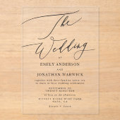 Invitations En Acrylique Mariage simple moderne noir et blanc (Recto)