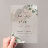 Invitations En Acrylique Mariage simple moderne vert feuille portrait (In situ (ordinateur de poche))