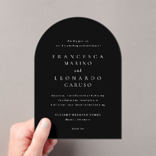 Invitations En Acrylique Mariage Simple Noir Classique