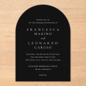Invitations En Acrylique Mariage Simple Noir Classique (Recto)