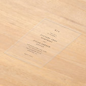 Invitations En Acrylique Mariage simple noir et blanc élégant (Poser)