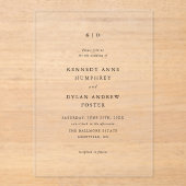 Invitations En Acrylique Mariage simple noir et blanc élégant (Recto)