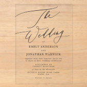 Invitations En Acrylique Mariage Simple Noir et Blanc Moderne (Recto)