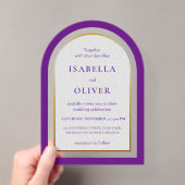 Invitations En Acrylique Mariage simple or et blanc pourpre (In situ (ordinateur de poche))