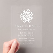 Invitations En Acrylique Mariage Simple Snowflake Enregistrer La Date (In situ (ordinateur de poche))