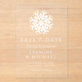 Invitations En Acrylique Mariage Simple Snowflake Enregistrer La Date (Recto)