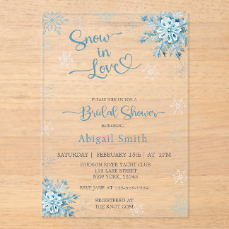 INVITATIONS EN ACRYLIQUE MARIAGE SOUS LA NEIGE BLEUE PLUIE DE MARIÉE