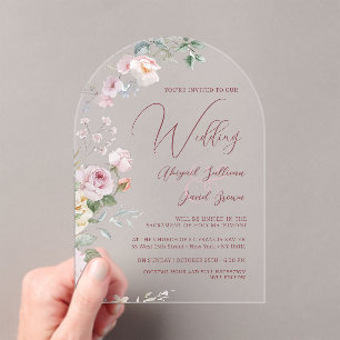 Invitations En Acrylique Mariage sous l'arche de roses