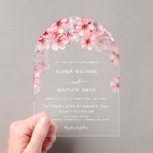 Invitations En Acrylique Mariage sous les fleurs de cerisier claires
