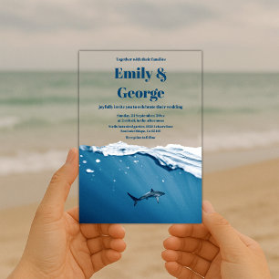 Invitations En Acrylique Mariage sur la plage de requins côtiers de la mari