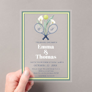 Invitations En Acrylique Mariage sur le thème du tennis avec des callas