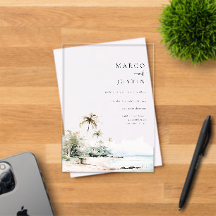Invitations En Acrylique Mariage sur une île de destination