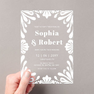 Invitations En Acrylique Mariage Talavera mexicain