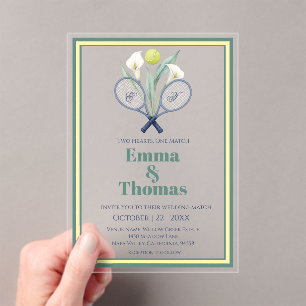 Invitations En Acrylique Mariage Tenniscore sur le thème du tennis Callas
