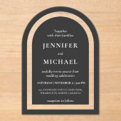 Invitations En Acrylique Mariage texte noir blanc gris (Recto)
