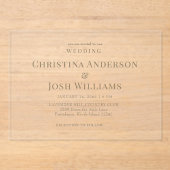Invitations En Acrylique Mariage texte or simple (Recto)