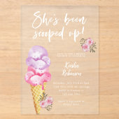 Invitations En Acrylique Mariage Thème Crème Glacée Rose (Recto)