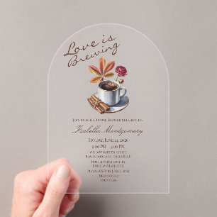 Invitations En Acrylique Mariage Thème Love Is Brewing Café Automnal