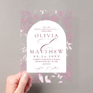 Invitations En Acrylique Mariage toile de peony française