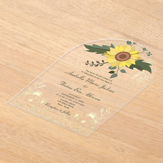 Invitations En Acrylique Mariage tournesol (Poser)