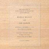 Invitations En Acrylique Mariage Traditionnel Classique (Recto)