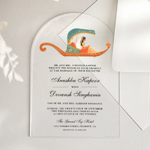 Invitations En Acrylique Mariage traditionnel d'une mariée indienne Doli