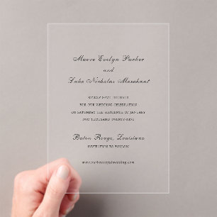 Invitations En Acrylique Mariage Traditionnel Intemporel Enregistrer la Dat