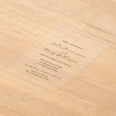 Invitations En Acrylique Mariage traditionnel noir et blanc élégant (Poser)