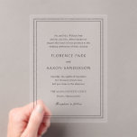 Invitations En Acrylique Mariage traditionnel noir et blanc intemporel<br><div class="desc">Faire-part de mariage acrylique élégant avec un design simple et classique.</div>