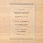 Invitations En Acrylique Mariage traditionnel noir et blanc intemporel (Recto)