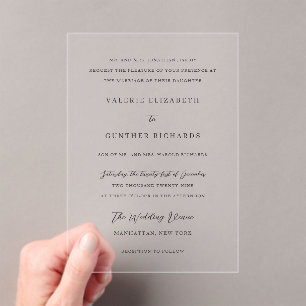 Invitations En Acrylique Mariage Traditionnel Simple