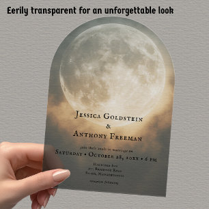 Invitations En Acrylique Mariage Transparent Arche Pleine Lune Sombre Gothi