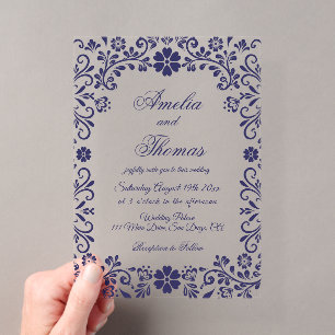 Invitations En Acrylique Mariage Transparent Bleu Mexicain 