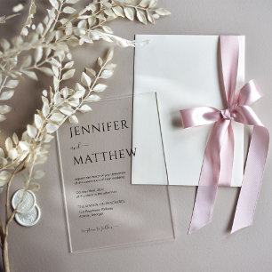 Invitations En Acrylique Mariage transparent de script minimaliste simple