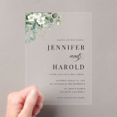 Invitations En Acrylique Mariage transparent Eucalyptus Floral Minimal (In situ (ordinateur de poche))